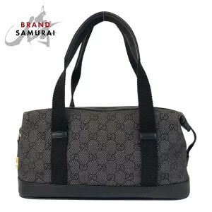 Gucci GG Canvas Boston Handbag black denim leather